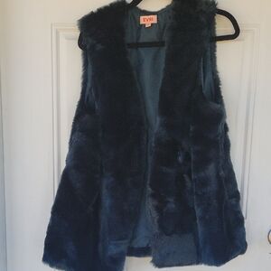 EVRI Women's Plush Faux Fur Vest - Deep Blue